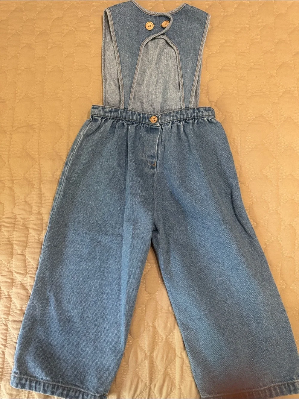 The Simple Folk Kids Light Blue Denim Pinafore Romper 100% Cotton - Picture 3 of 6
